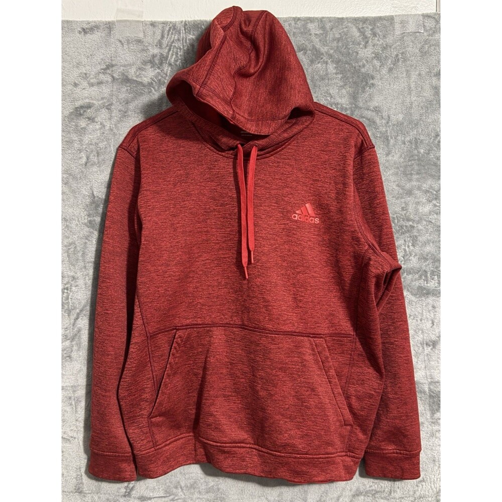 Adidas Climawarm Active Wear Hoodie Pullover Size Large Red Front Corner Logo